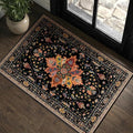 Area Rugs 2'x3' Kitchen Rugs Entry Rug Small Rugs for Entryway Kitchen Bathroom Door Mat Indoor Entrance,Washable Non Slip, Black Colorful Floral Dark Tan