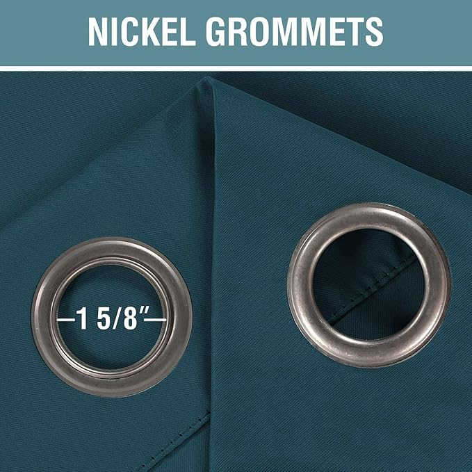 H.VERSAILTEX Blackout Curtain for Living Room Thermal Insulated Window Treatment Curtain Extra Long 63 inch Length Energy Saving Solid Grommet Top Blackout Drape, One Panel, Dark Teal, 52" W x 63" L