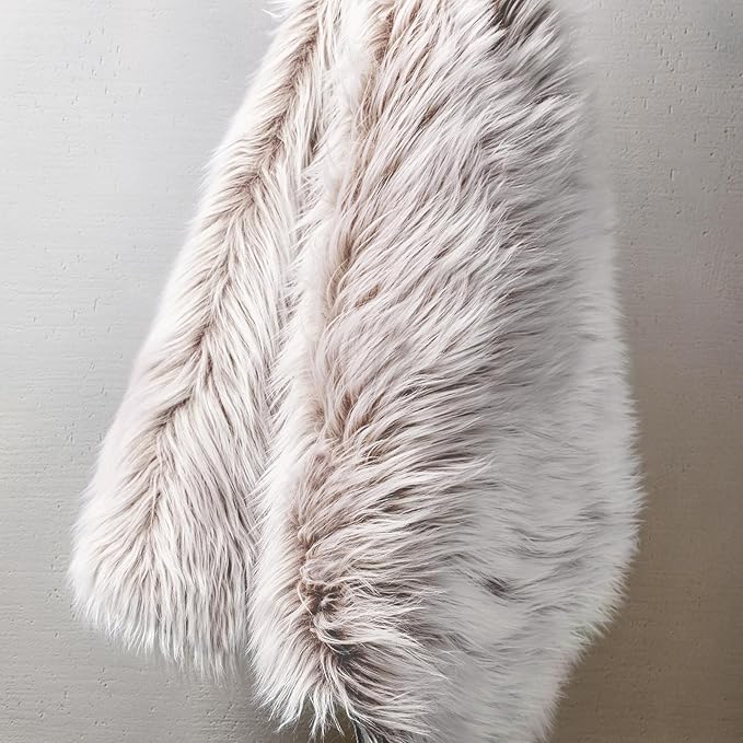 Ashler Faux Fur Rug, Fluffy Shaggy Area Rug Ultra Soft 2 x 3 Feet Sheepskin Fur Rug, Frosted Bottom Beige Fuzzy Machine Washable Shag Rug, Nursery Decor Throw Rugs for Bedroom, Living Room