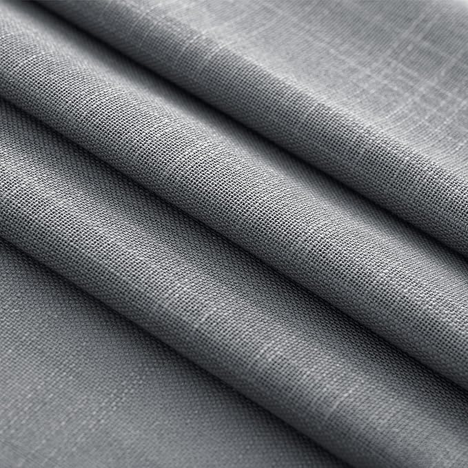 Dark Gray Curtains for Living Room Back Tab Modern Farmhouse Semi Sheer Gray Curtains 63 inches Long 2 Panels Set Muted Neutral Window Curtain for Dining Room Bedroom 52x63