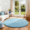 Ophanie Round Rug 4Ft Light Blue Circle Area Rugs, Fluffy Fuzzy Small Bedroom Carpet 4 Foot, Plush Shag Floor Living Room Christmas Circular Aesthetic Home Decor for Kids Teen Boys Baby, Nursery