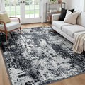 Washable Area Rugs Square 7ft Non-Slip Modern Abstract Soft for Living Room Entryway Bedroom Nursery, Print Pattern, Black Navy Blue Gray