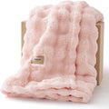 Bedsure 3D Fleece Bubble Blanket for Couch - GentleSoft Pink Throw Blanket for Sofa Bed Room Decor - Luxury Soft Cozy Spring Gifts for Kids Girls, Lightweight, Crystal Pink, 50"×60"