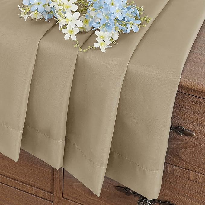 Taupe Window Sheer Curtains 54 inch Length, Soft Airy Light Filtering Sheer Curtain 2 Panels Set, Dual Rod Pocket Gauze Taupe Drapes for Living Room Bedroom, 2x42Wx54L Inches