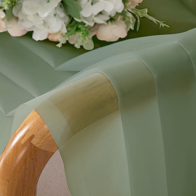 Simplebrand Sheer Curtains 72 Inches Long 2 Panels for Living Room, Dual Rod Pockets Airy Window Treatments Voile Curtains Sheer Panels Lightweight for Front Back Patio Glass Door, Sage, 42" Width