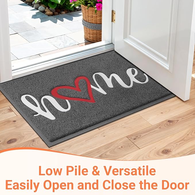 StepLively Door Mat Home Welcome Mats Outdoor and Indoor, Heavy-Duty Low-Profile Non-Slip Durable Front Welcome Mat Doormat for Home Entrance, Outside Entry, Yard, Floor, Patio (35''x24'', Grey)