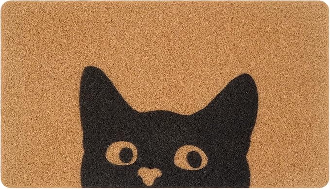 UINI Door Mat Outdoor Indoor Welcome Mats, Cute Cat Front Doormat, Non Slip Durable Entrance Rugs for Front Door, Inside Outside Entry, Porch, Resist Dirt, 17" x 30", Easy to Clean