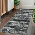 KOZYFLY Kitchen Runner Rug for Hallway Non-Slip Modern Abstract Runner Rug 2x5 Black Grey, Washable Carpet Runner Laundry Room Mat with Soft Low Pile for Entryway Bathroom Bedroom Kitchen