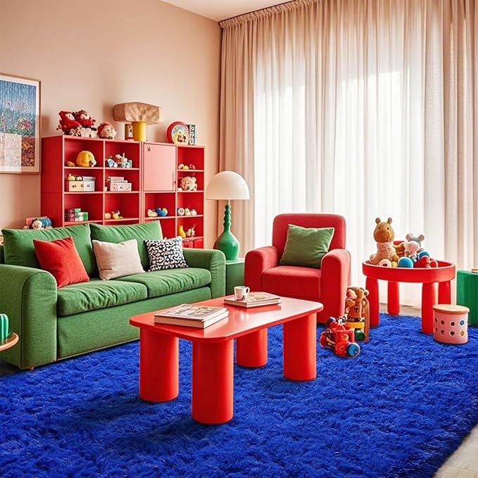 Pionblank Large Rug for Living Room 6x9 Feet, Modern Soft Shag Area Rug, Plush Fuzzy Carpet for Bedroom Girls Boys Room Home Nursery Teens Dorm Decor, Royal Blue