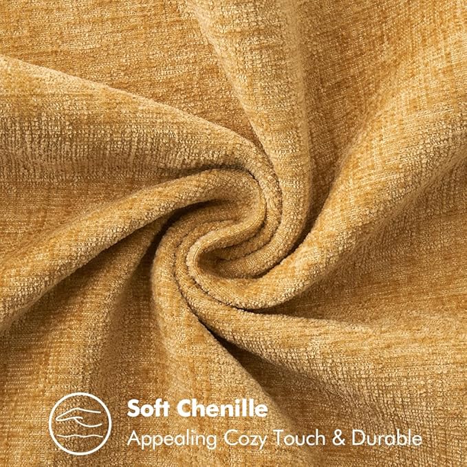 MIULEE Pack of 2 Couch Throw Pillow Covers 18x18 Inch Gold Farmhouse Decorative Pillow Covers with Stitched Edge Soft Chenille Solid Dyed Fall Pillow Covers for Sofa Bed Living Room