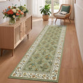 Runner Rug for Hallway Entryway 2.5x8 Farmhouse Floral Non-Slip Machine Washable Kitchen Rug Runner Non-Shedding Low-Pile Soft Long Carpet for Entrance Laundry Room Green