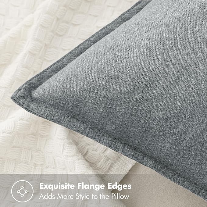 MIULEE Decorative Linen Euro Sham Pillow Covers 26x26 Gray Boho Farmhouse Neutral Couch Throw Pillows for Bed Pack of 2 Accent Modern Pillowcase Sofa Livingroom Home Decor