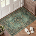 Lofus 2x3 Washable Rug for Entryway Bathroom, Non Slip Kitchen Mats for Floor, Vintage Soft Door Mat Indoor Entrance, Small Area Rugs, Farmhouse Carpet for Entry Living Room Bedroom, Green