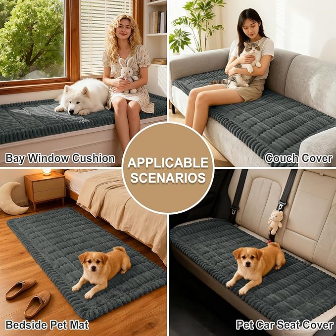hyha Couch Covers for Dogs Washable, Non Slip Plush Dog Sofa Protectors, Fuzzy Pet Couch Covers for 3 Cushion Sofa Pet Friendly (Dark Grey, 27.6" x 47")