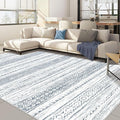 Nakagishi 8x10 Area Rugs Living Room: Washable Boho Large Neutral Soft Farmhouse Rug Stain Resistant Modern Indoor Floor Non-Slip Carpet for Bedroom Nursery Kids Playroom Office Dining Dorm-White Blue