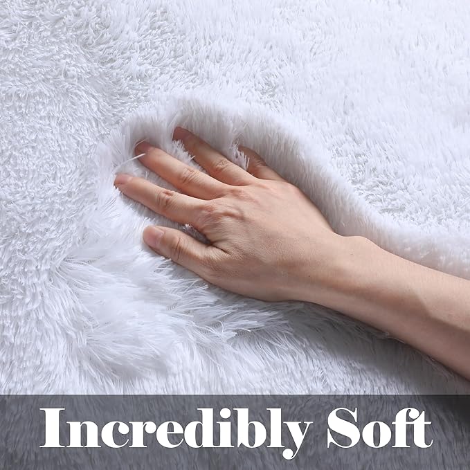 ONASAR White Rugs for Living Room 5x8, Fluffy Shaggy Area Rug for Bedroom, Ultra Soft Plush Large Floor Carpets for Baby Kids Girls Boys Teen Playroom Dorm Nursery Bedside Home Office Decor
