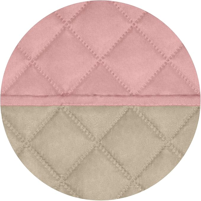 PureFit Reversible Quilted Sofa Cover, Water Resistant Slipcover Furniture Protector, Washable Couch Cover with Non Slip and Elastic Straps for Kids, Dogs, Pets (Oversized Recliner, Pink/Beige)