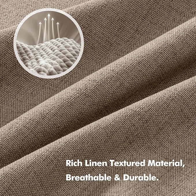 MIULEE 100% Blackout Linen Curtains for Bedroom, Brown Solid Luxury Decor Thermal Insulation Room Darkening Drapes for Living Room Nursery Back Tab Rod Pocket 42 x 63 Inches, 2 Panels