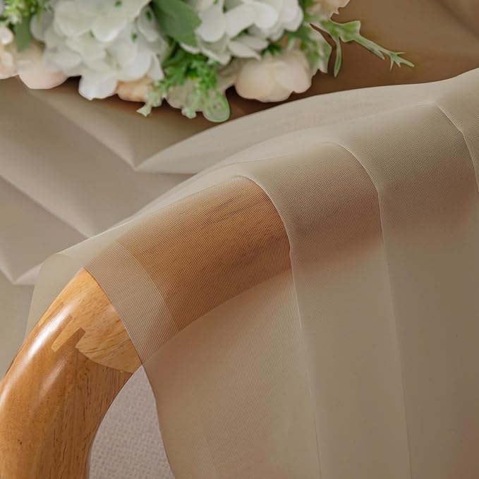 OWENIE Taupe Sheer Curtains 78 inches Long for Bedroom Living Room 2 Panels Set, Rod Pocket Solid Taupe Curtain, Soft Touch Elegant Voile Curtains & Drapes for Nursery, 42"x78", 2 Pcs