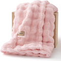 Bedsure 3D Fleece Bubble Blanket for Couch - GentleSoft Pink Twin Blanket for Sofa Bed Room Decor - Luxury Soft Cozy Gifts for Kids Girls, Lightweight, All Seasons, Pink, 60"×80"