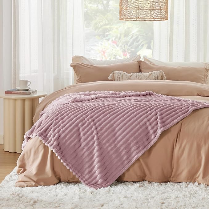 Bedsure GentleSoft Pink Fleece Blanket for Couch - Cozy Soft Blankets for Women, Cute Small Throws for Girls, 60x80 Inches