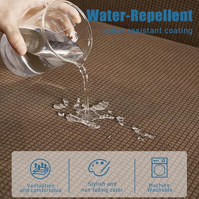 Water Resistant Couch Cushion Cover Stretch Sofa Seat Slipcover for Pets, Thick RV Dinette Seat Cushion Covers Sofa Protector, Washable (Medium, Coffee)
