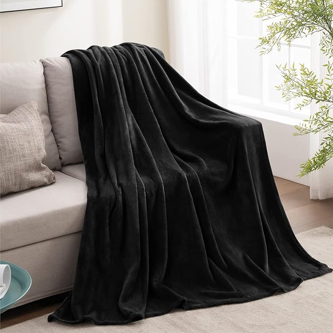 BEDELITE Fleece Blanket Black Throw Blanket for Couch & Bed, Luxury Plush Cozy Fuzzy Blanket 50" x 70", Super Soft Warm Lightweight Fall Throw Blanket for Travel Camping