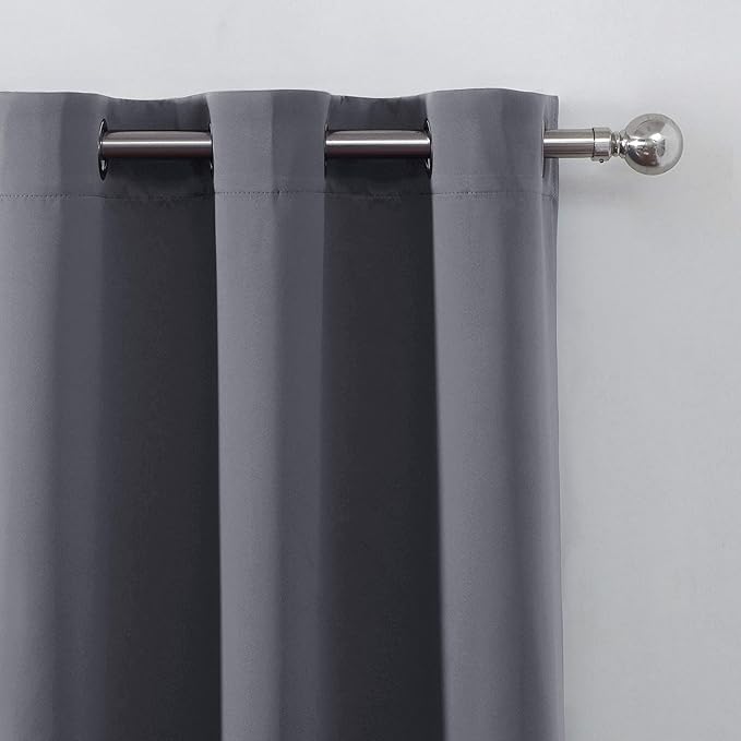 LEMOMO Grey Thermal Blackout Curtains/52 x 95 Inch/Set of 2 Panels Room Darkening Curtains for Bedroom