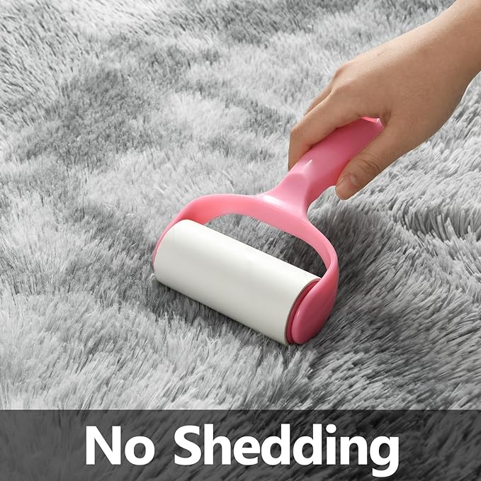 Deerhoo Large Shag Area Rugs 6 x 9, Tie-Dyed Plush Fuzzy Rug for Living Room, Ultra Soft Fluffy Furry Rugs for Bedroom, Indoor Carpet Nursery Rugs for Kids Room Home Decor, Light Grey