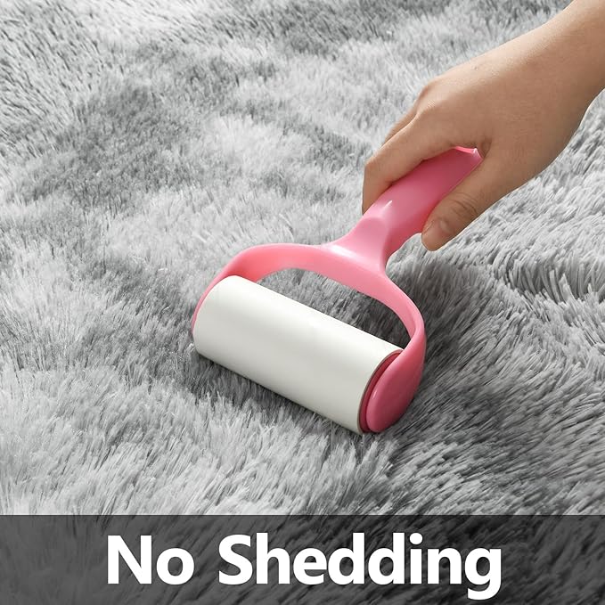 Deerhoo Shag Area Rug, 4 X 6 Tie-Dyed Plush Fuzzy Rugs for Living Room, Ultra Soft Fluffy Furry Rug for Bedroom, Indoor Carpet Nursery Rugs for Kids Room Home Decor, Light Grey
