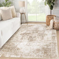 Area Rug 3x5 Washable Rug, Vintage Boho Medallion Entryway Rug Non-Slip Soft Low Pile Small Distressed Floor Carpet Retro Doormat for Kitchen Bedroom Laundry Bathroom Hallway (Brown, 3'x5')