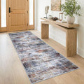 IOHOUZE Abstract Runner Rug 3x8 Ft Washable Runners for Hallways, Non Slip Kitchen Runner Printed Faux Wool Entryway Runner Indoor, Modern Abstract Floor Carpet for Hall Bedroom, Orange Grey