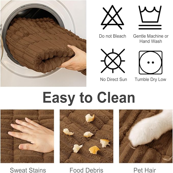 hyha Couch Covers for Dogs Washable, Non Slip Plush Dog Sofa Protectors, Fuzzy Pet Couch Covers for 3 Cushion Sofa Pet Friendly (Brown, 27.6" x 59")