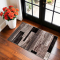 2x3 Washable Entryway Rug,Non-Slip Indoor Door Mat with Vintage Checkered Pattern, Stain & Water Resistant Faux Wool Low Pile for Front Door,Hall,Kitchen,Bathroom - Easy Clean(2x3,Chocolate)