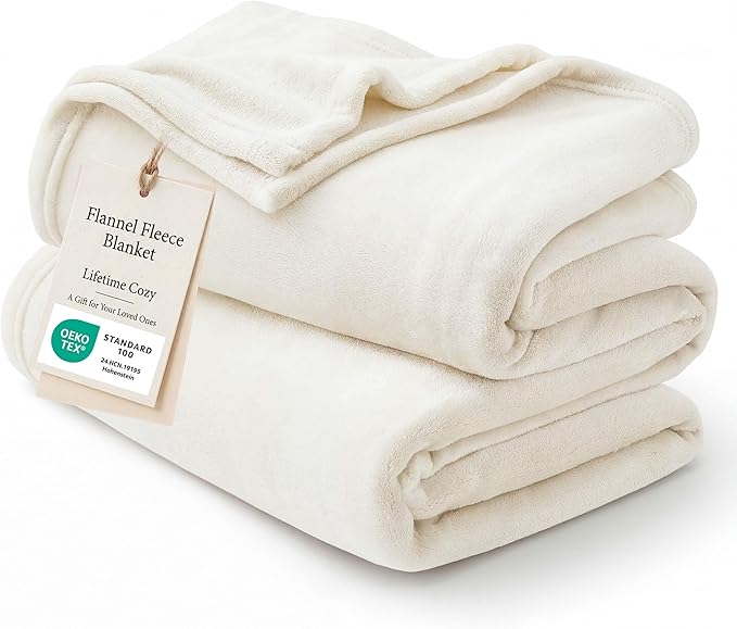 Bedsure GentleSoft Fleece Blanket California King - Lightweight Plush Fuzzy Cozy Soft Blankets for Bed, Cream, 102x96 inches