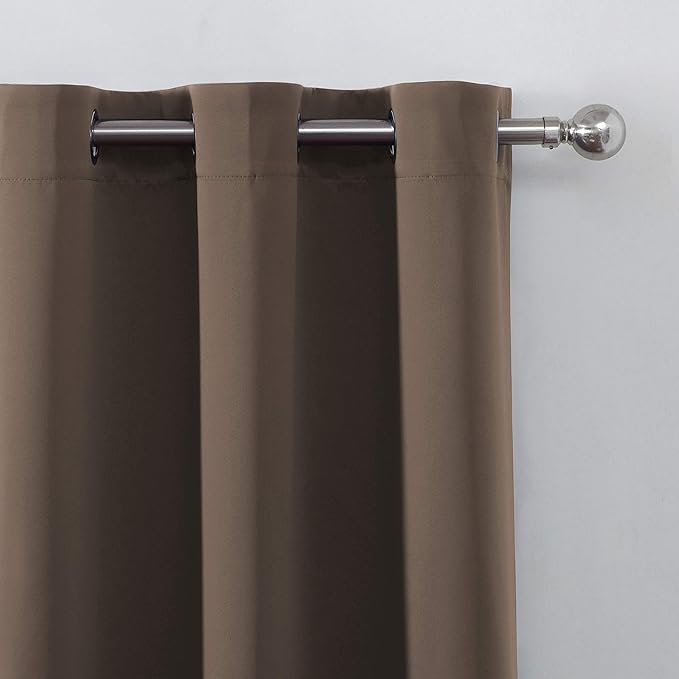 LEMOMO Chocolate Brown Blackout Curtains 42 x 63 Inch Length/Set of 2 Curtain Panels/Thermal Insulated Room Darkening Blackout Curtains for Bedroom