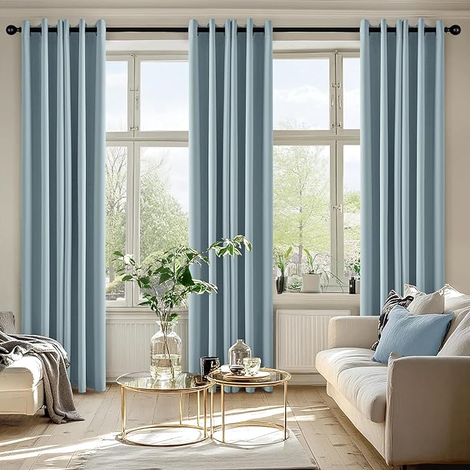MIULEE Slate Blue Blackout Curtains for Bedroom Living Room 84 Inches Long 2 Panels, Thermal Insulated Room Darkening Drapes Solid Grommet Noise Reduction Light Blocking Window Treatments 40x84 Inch