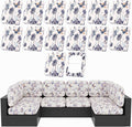 hyha 14Pcs Patio Cushion Covers, Stretch Outdoor Couch Cushion Covers, Washable Outdoor Chair/Sofa Slipcovers for Patio Furniture Cushions Protector with Elastic Bottom(Vintage Flower,Cover Only)