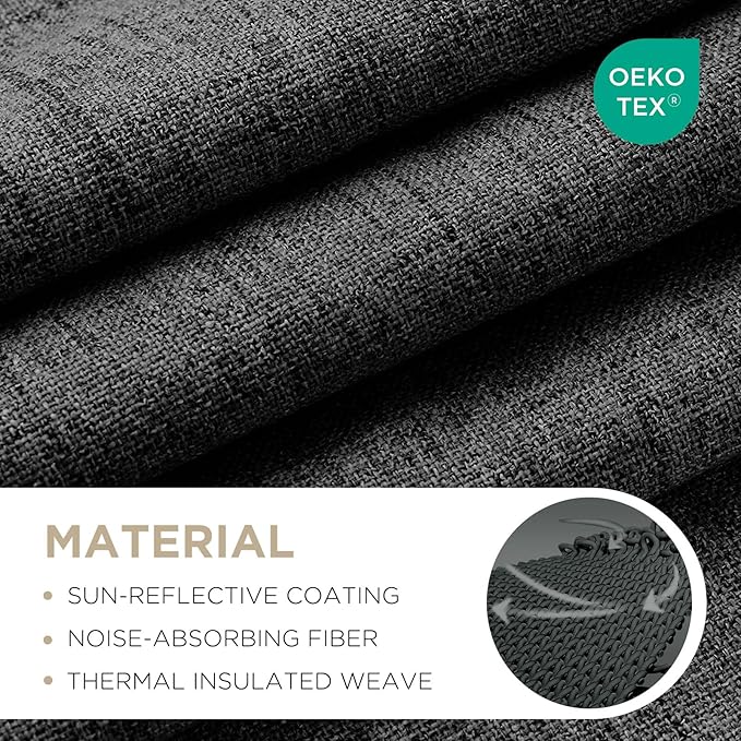 Joydeco Blackout Curtains for Bedroom - 72 Inch Long 100% Light Blocking 2 Panels Set Black Drapes, Thermal Insulated Room Darkening Curtains, Linen Textured for Living Room, Rod Pocket & Back Tabs