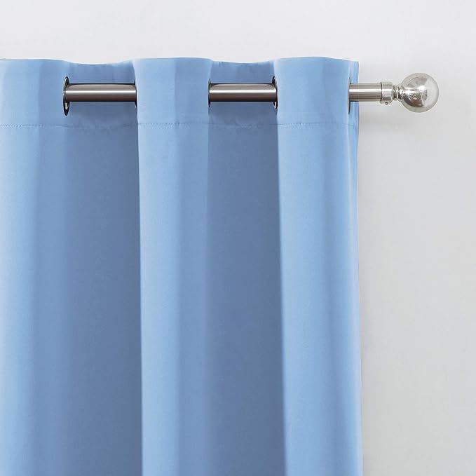 LEMOMO Sky Blue Thermal Blackout Curtains/52 x 108 Inch/Set of 2 Panels Room Darkening Curtains for Bedroom