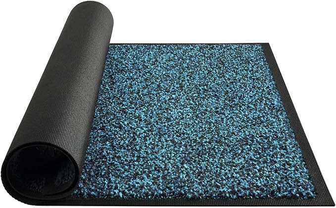 Mibao Front Door Mat, Dirt Trapper Welcome Mat for Outdoor Indoor, Non-Slip Waterproof Doormat, Durable Low Profile Entry for Back Door Outside Patio Porch, 36" x 24", Blue