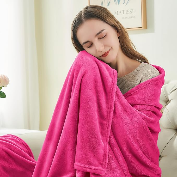 BEDELITE Fleece Blanket Hot Pink Valentines Throw Blanket for Couch & Bed, Luxury Plush Cozy Fuzzy Blanket 50" x 60", Super Soft Warm Lightweight Throw Blanket for Travel Camping