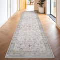 Hazo Haus Light Gray Kitchen Rug 12 ft Long - Modern Boho Eclectic Floral Geometric Decor, Washable Low Pile Non-Slip Extra Long Wide Runner Rugs for Hallway, 3x12