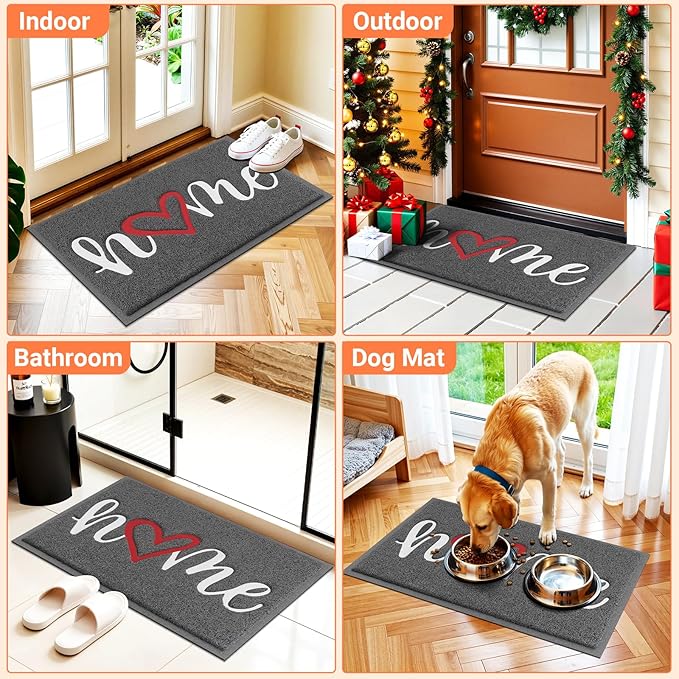 StepLively Door Mat Home Welcome Mats Outdoor and Indoor, Heavy-Duty Low-Profile Non-Slip Front Welcome Mat for Home Entrance, Outside Entry, Yard, Floor, (30''x17.5'', Grey)