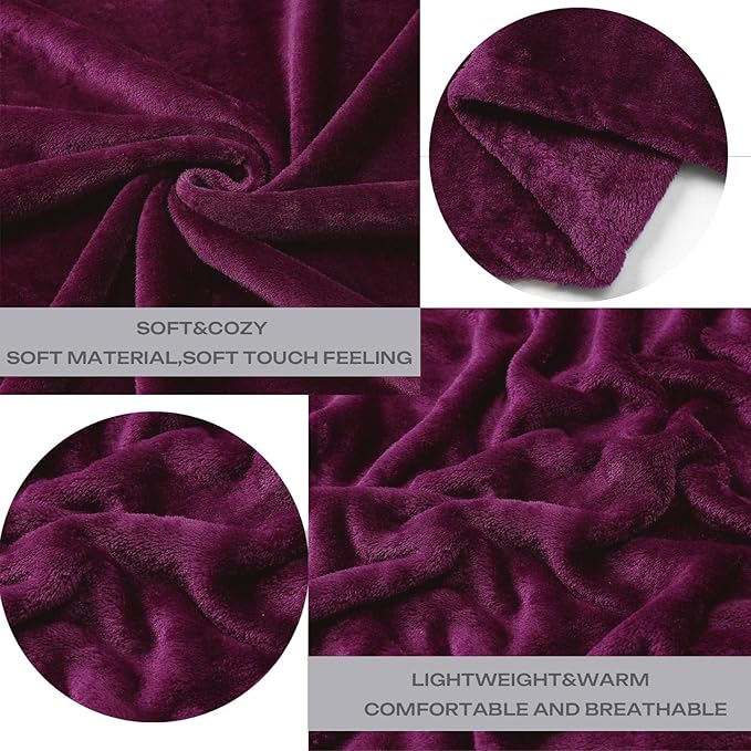 JIAHANNHA Purple Throw Blanket Fleece Blanket 50"x60",Super Soft Cozy Plush Throw Blanket for Couch Sofa Bed,Warm and Lightweight Bed Blankets for Adults