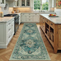 RELEANY Area Rugs 2'x7' Runner Rug Non Slip Washable for Kitchen Hallway Bedroom Beside Laundry Room Bathroom Rug, Floor Carpet, Dark Blue Vintage