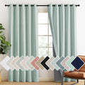 NICETOWN 100% Absolutely Blackout Linen Curtains with Thermal Insulated Liner, Seafoam Green, 62" Wide, 84" Length Energy Saving Curtains for Living Room 2 Panels Set, Vertical Blinds
