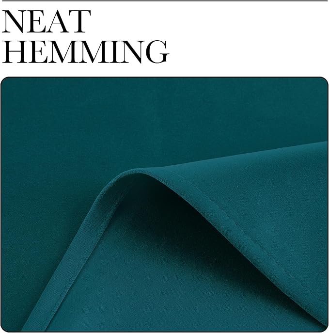 NICETOWN Teal Blackout Cafe Faux Silk Curtains for Small Windows, 42" Wide by 84" Long, 2 Panels, Grommet Thermal Insulated Blackout Satin Drapes for Bedroom