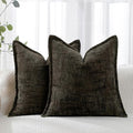 HPUK Fall Chenille Soft Throw Pillow Covers 18x18 Set of 2, Accent Cushion Covers for Living Room, Bedroom, Decorative Solid Color Pillow Covers for Couch, Sofa, Chair, Charcoal