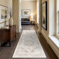 2x6 Washable Hallway Runner Rug - Non Slip Kitchen Runner Rugs with Rubber Backing Vintage Low-Pile Carpet Runners for Entryway Dining Room Laundry Room Home Decor (Cream/Camel)